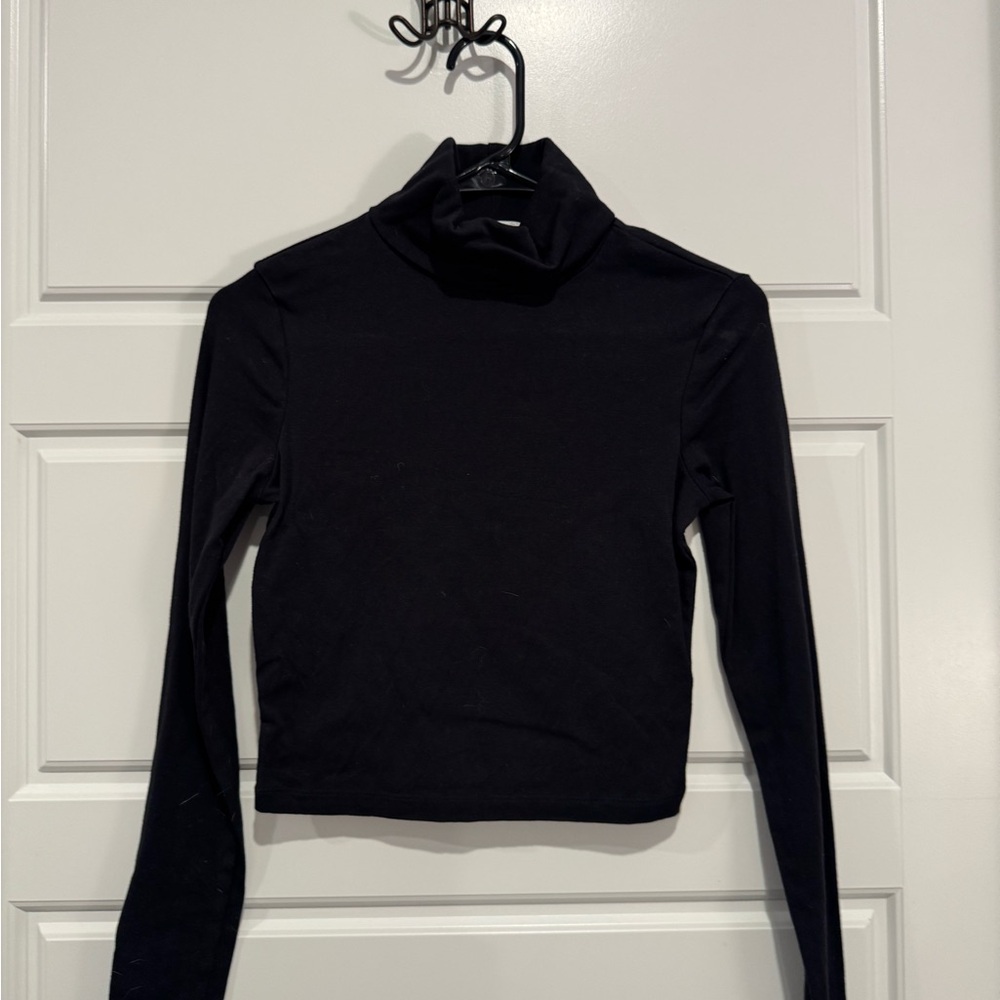Kookai Black Turtleneck Crop Top